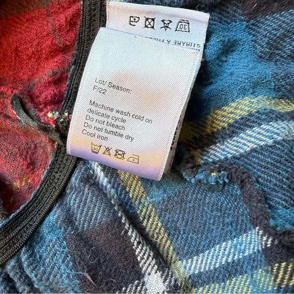 R13 Pieced Gathered Skirt in Red, Beige, & Blue Plaid - Small - Picture 10 of 14